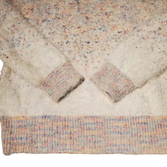 ModCloth Making a Fuzz Confetti Sweater Cozy Fuzzy Stretchy Colorful Rainbow - Picture 4 of 10
